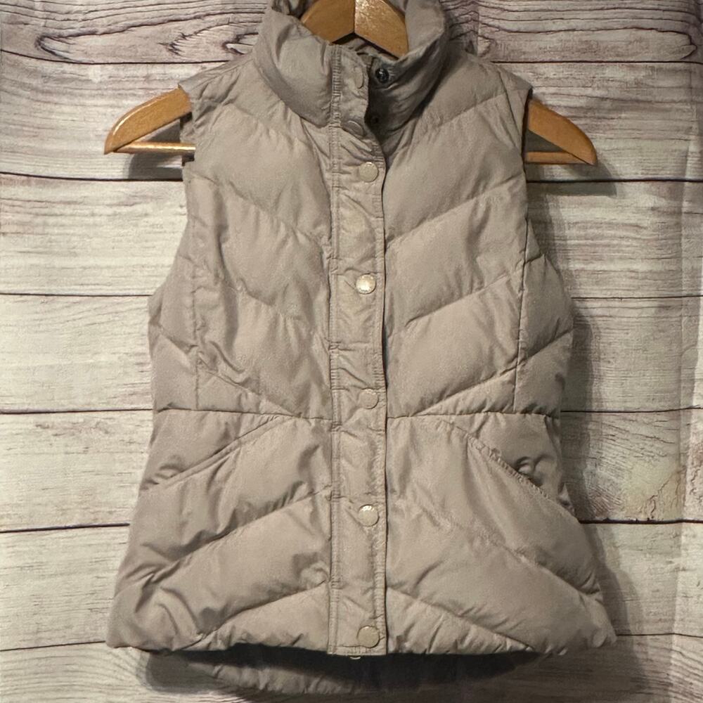 J Crew Women's Down Filled Puffer Vest with Sherpa Lining Beige XS